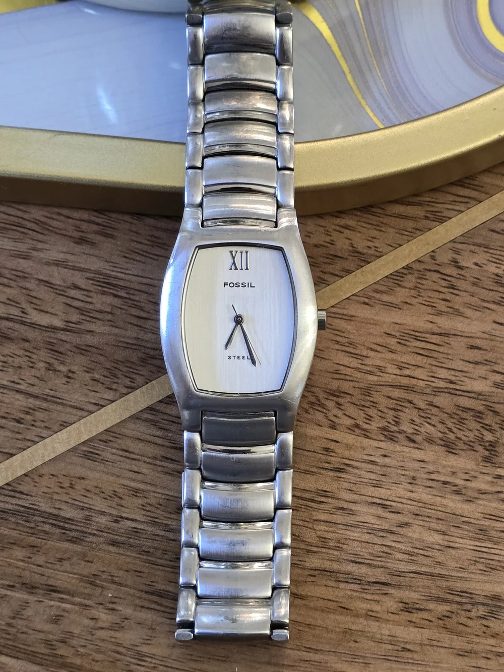 Fossil Men’s Silver Stainless Steel Bracelet Watch with Silver Dial
